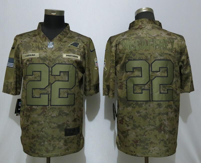 Men Carolina Panthers #22 McCaffrey Nike Camo Salute to Service Limited NFL Jerseys->carolina panthers->NFL Jersey